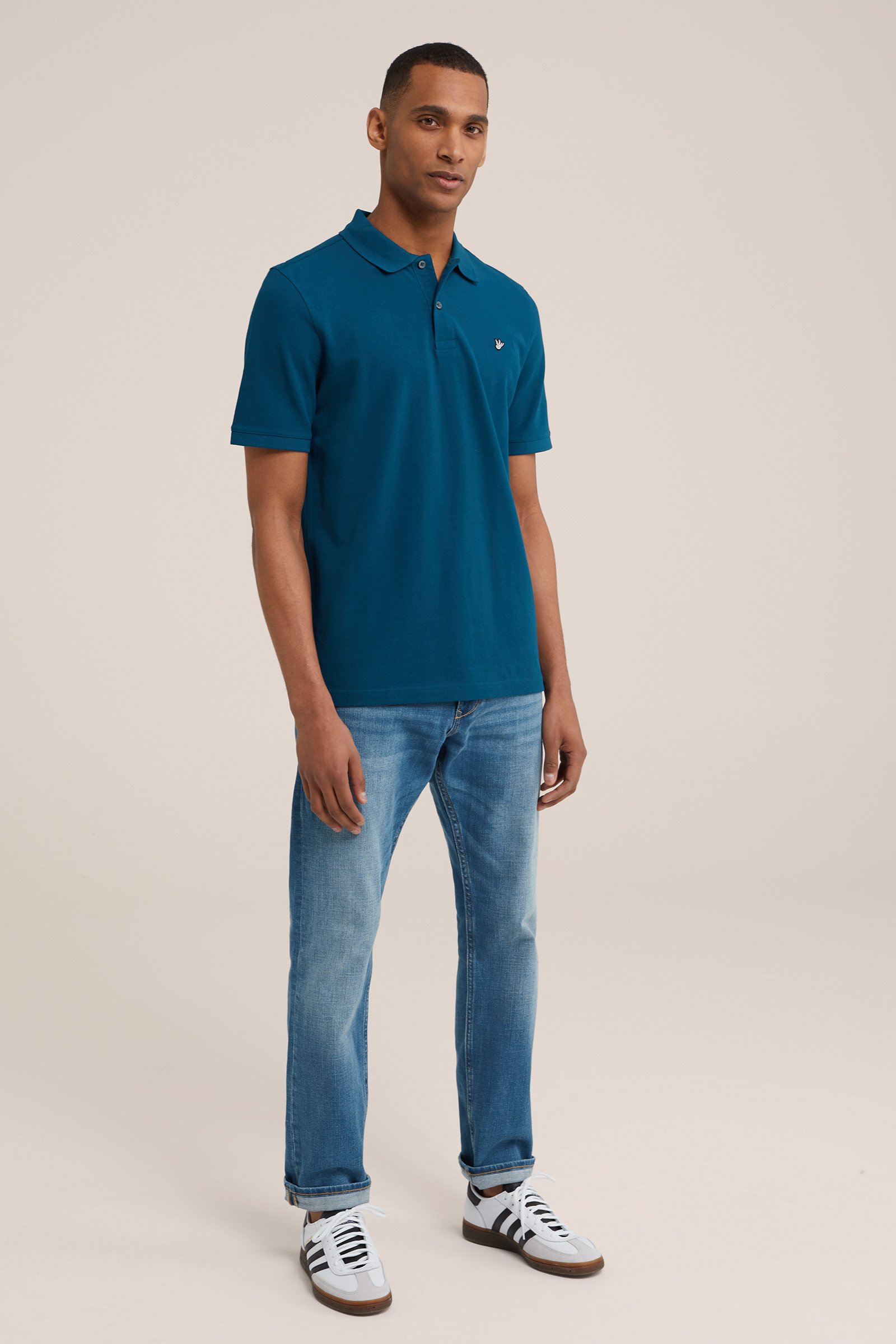 polo met structuur Fundamentals Marineblauw