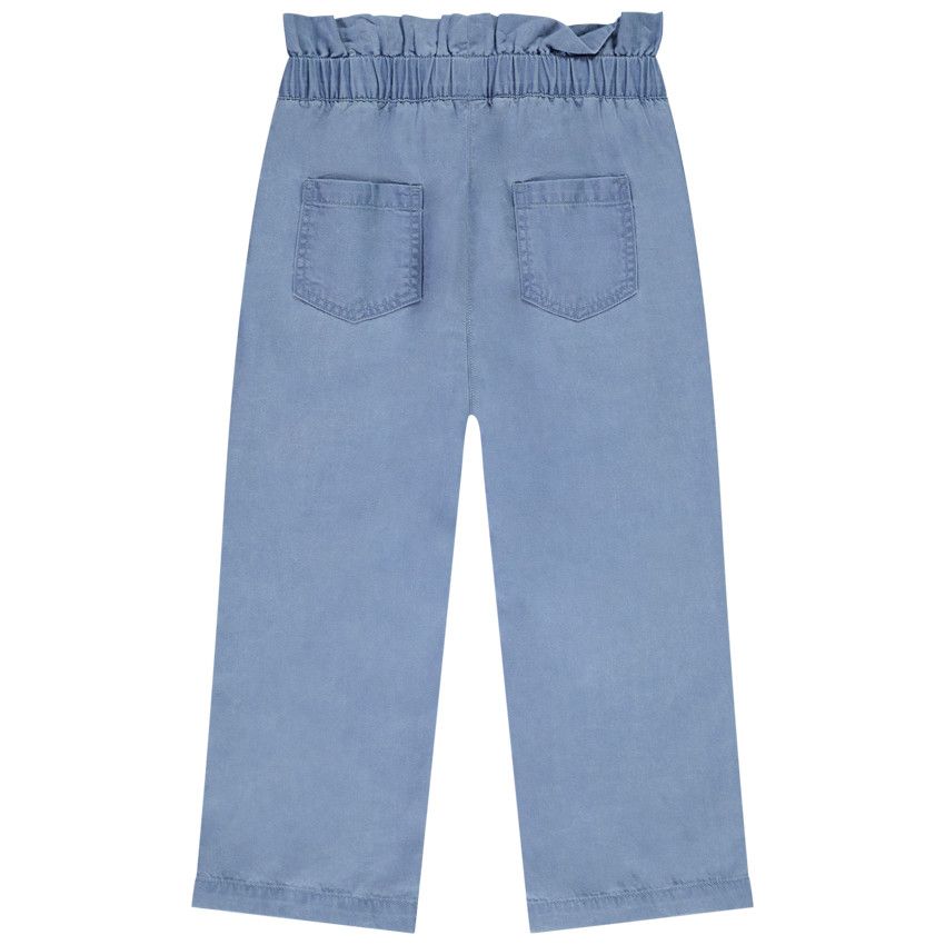 Pantalon large coupe paper bag pour fille - Bleu