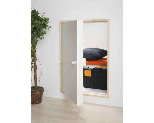 Dolle kniewanddeur/zolderdeur 540 x 780 x 115 mm sparrenhouten bekleding wit