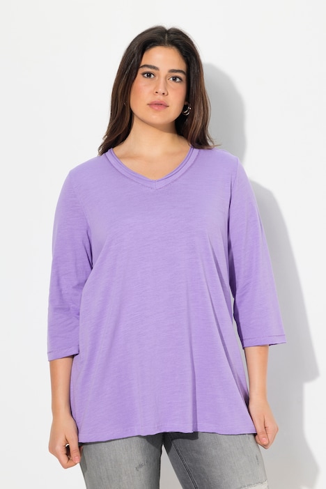 Shirt, Metallic-Nähte, V-Ausschnitt, 3/4-Arm