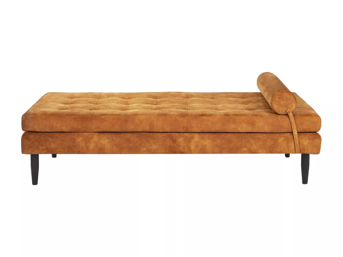 Chaise longue 180 x 70 cm en velours jaune USSEL