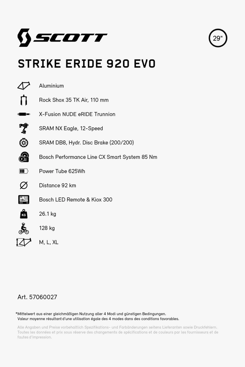 SCOTT Strike eRIDE 920 Evo 29 E-Mountainbike 2024
