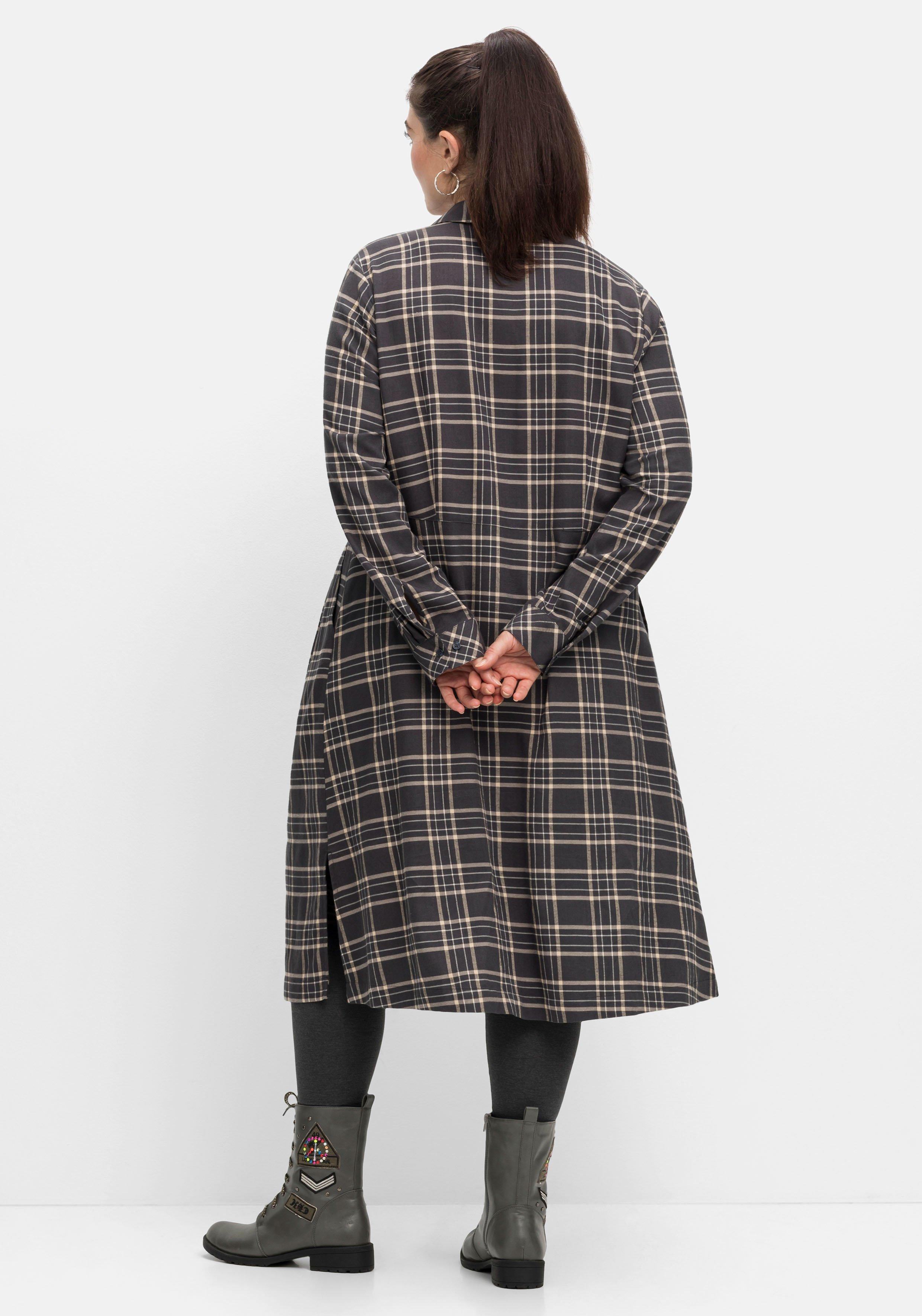 Kariertes Blusenkleid mit Taillennaht
