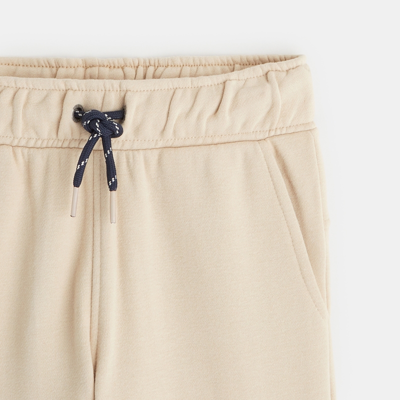 Jogging uni à poches cargo beige garçon