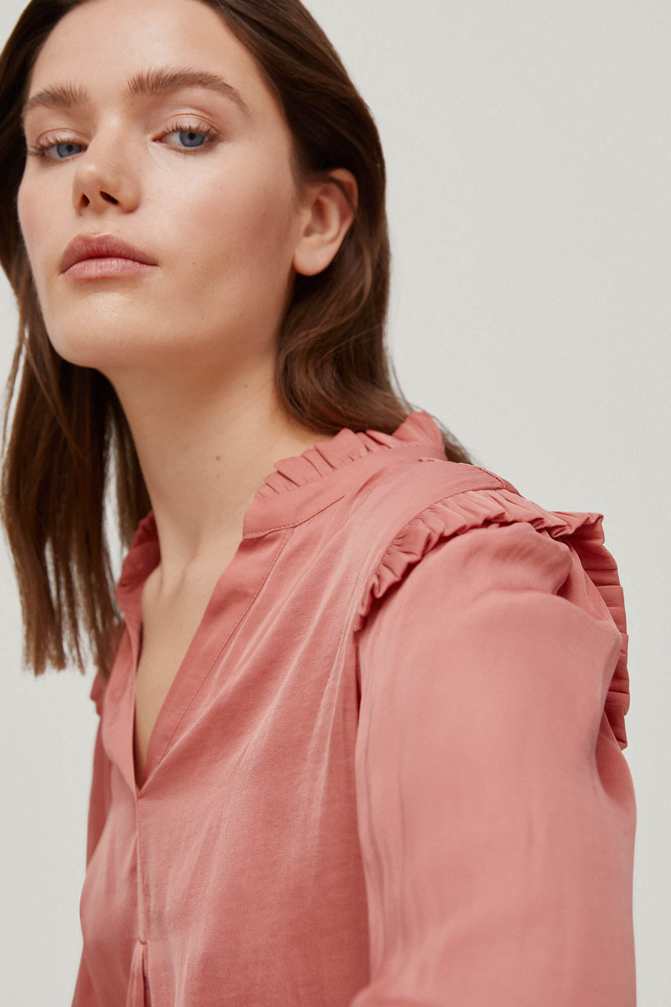 Blusa fluida com babados - Rosa