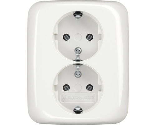 Busch-Jaeger 202 EUJ-214 Dubbele contactdoos complete afdekking Reflex SI alpinewit