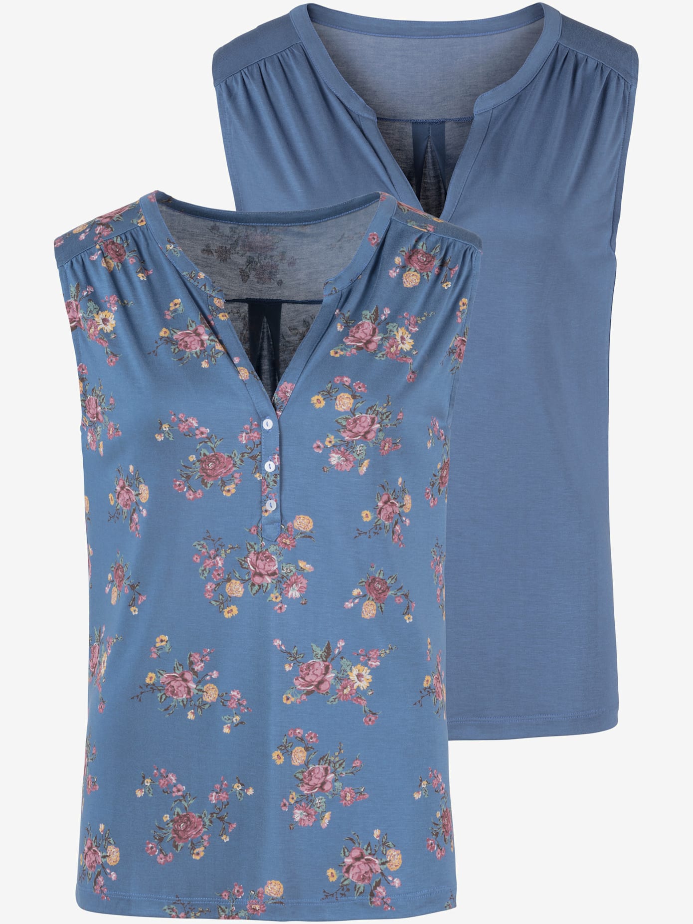 Débardeur lot de 2 : imprimé floral et uni