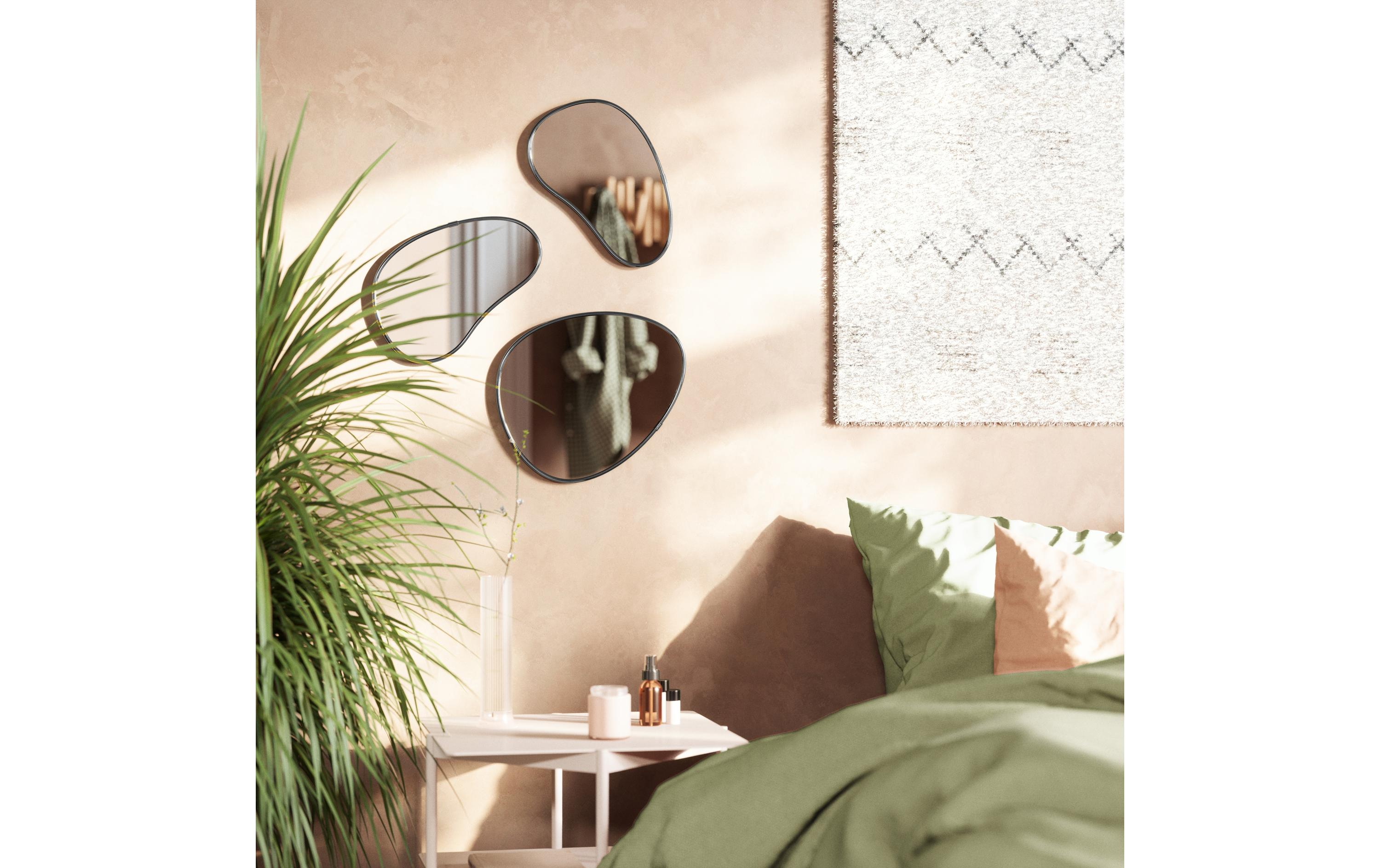 Spiegel Hubba Pebble 3er Set, SchwarzModernes Wandspiegel-Set