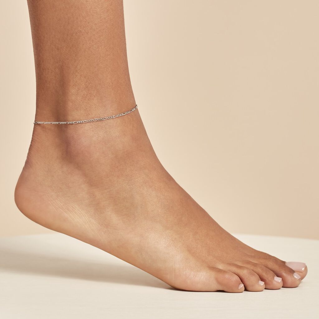 Chaîne De Cheville Cleona Maille Alternee 1/3 Argent Blanc