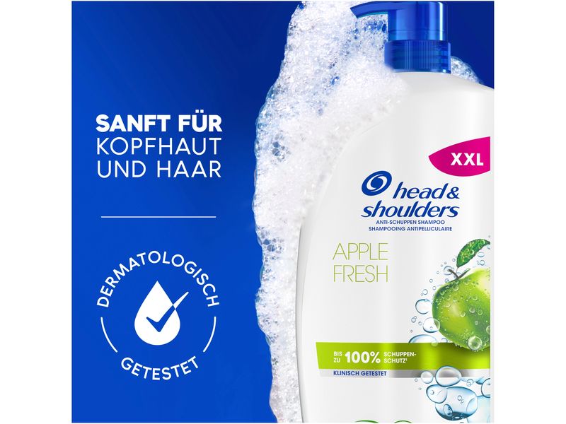head and shoulders Shampoo Apple Fresh Anti-Schuppen 1000 m Haarshampoo im Pumpspender verleiht ein Frischegefühl mit Apfelduft