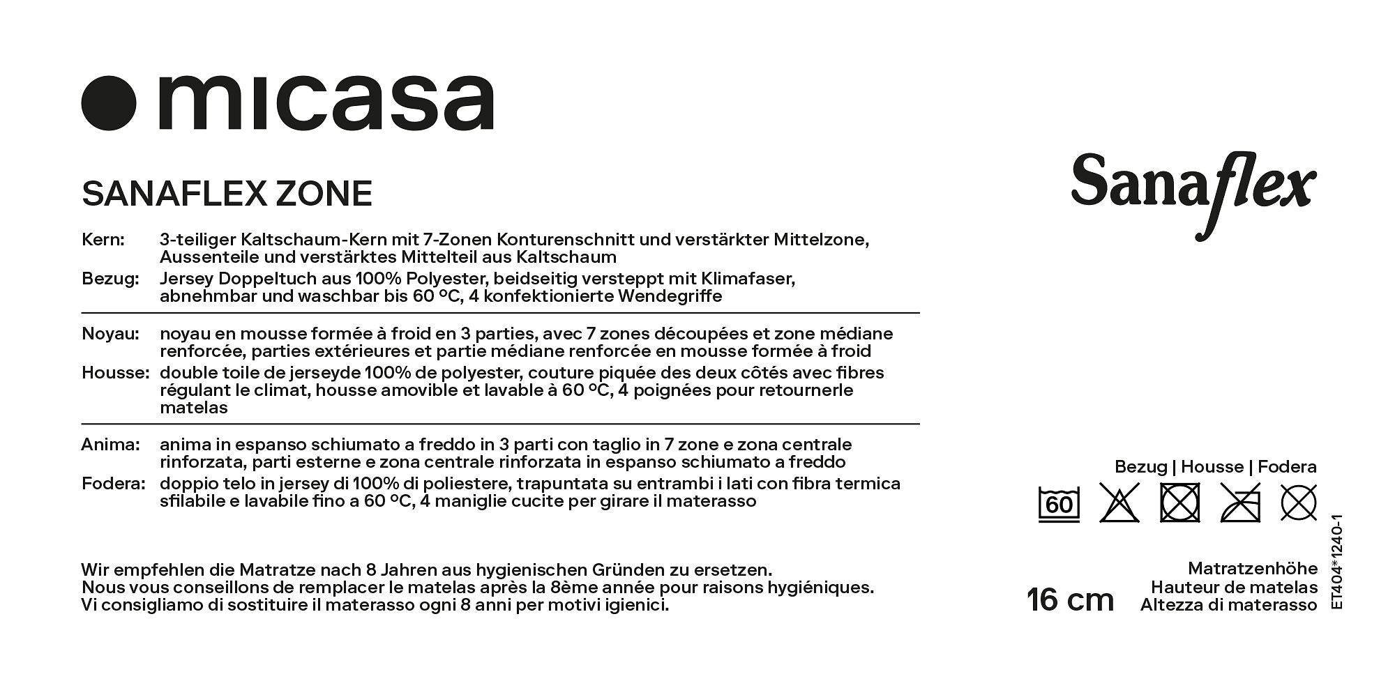 Sanaflex Zone Matratze - 200.0 cm x 90.0 cm