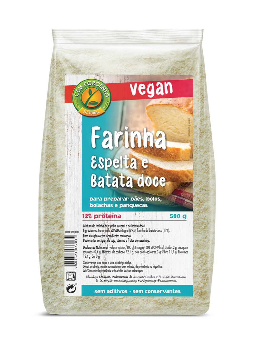FARINHA CEM PORCENTO ESPELTA E BATATA-DOCE 500G