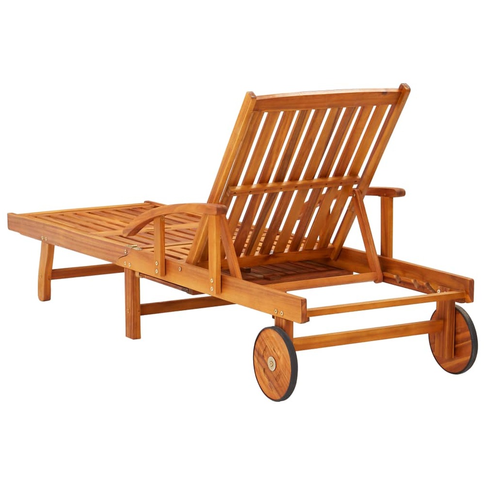 Lot de 2 transats chaise longue bain de soleil lit de jardin terrasse meuble d'extérieur avec coussins bois d'acacia solide 0