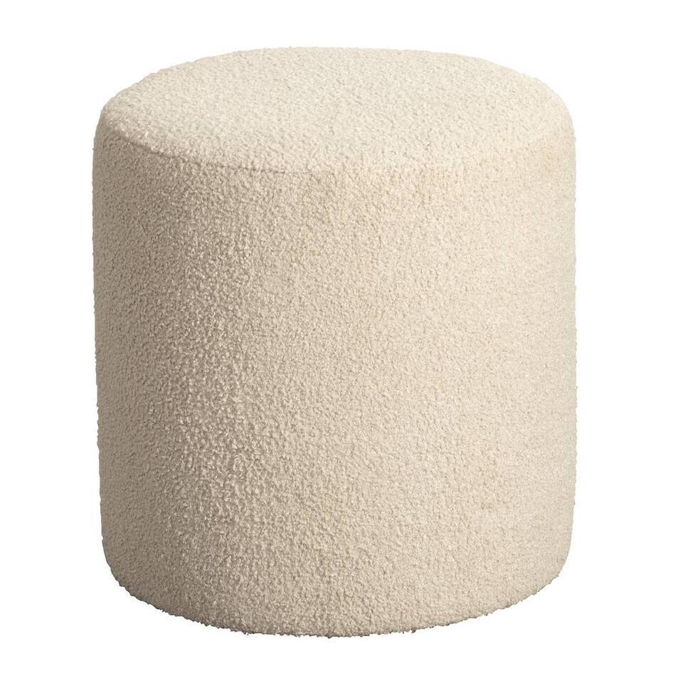 Hocker Wenen - Teddy wit - 40xØ37 cm