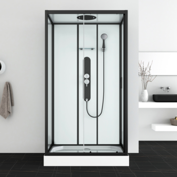Allibert complete douchecabine Uyuni met schuifdeur zwart wandmodel 80 x 120 cm