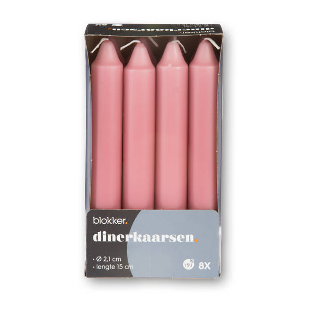 Blokker Dinerkaars - 8 stuks - 15 cm - Roze