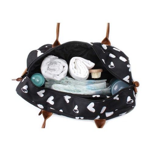 Sac à langer Black & White Coeurs - KIDZROOM