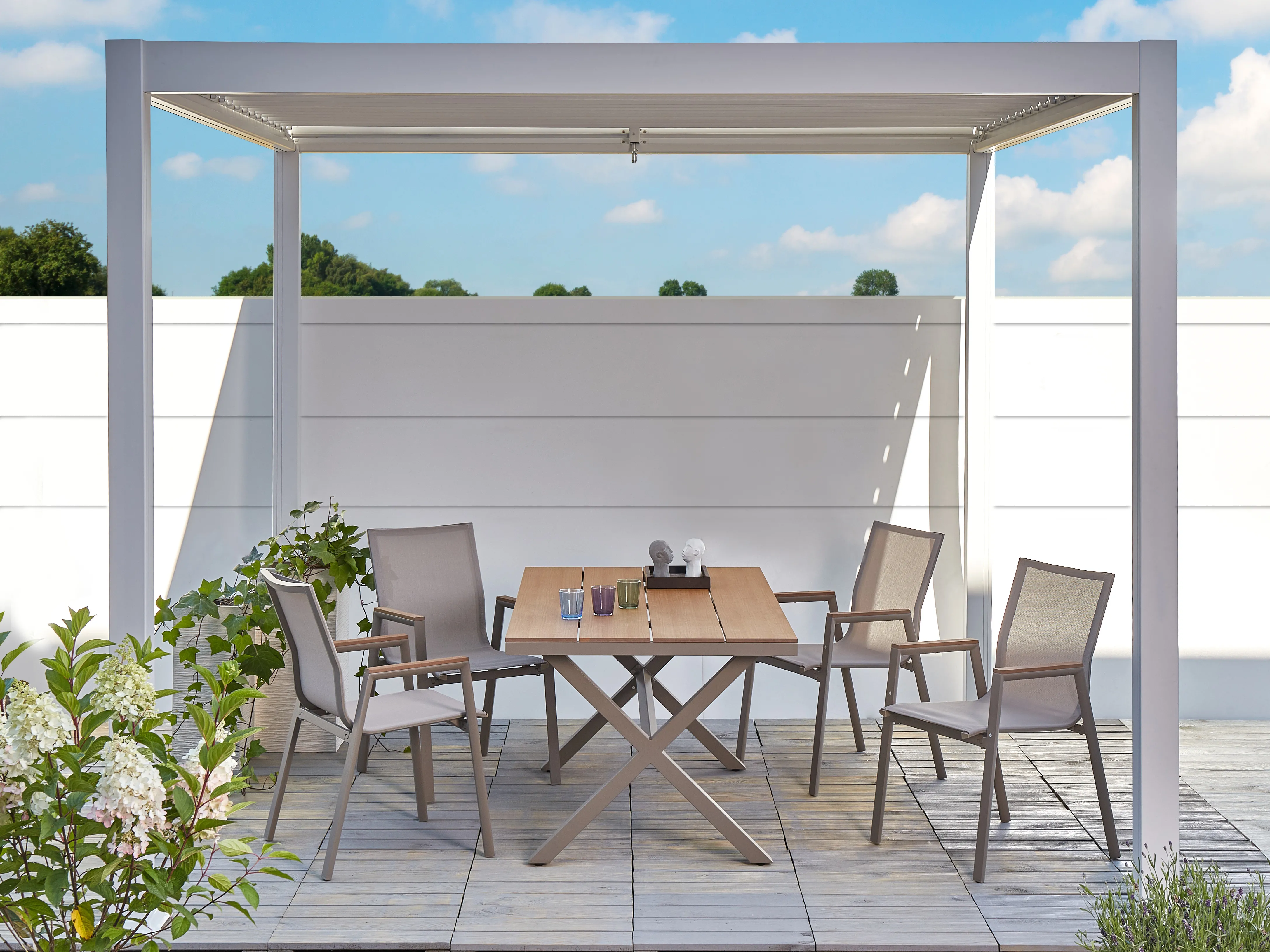 Tuin eettafel TIANO 160 cm 90 cm Metaal Taupe