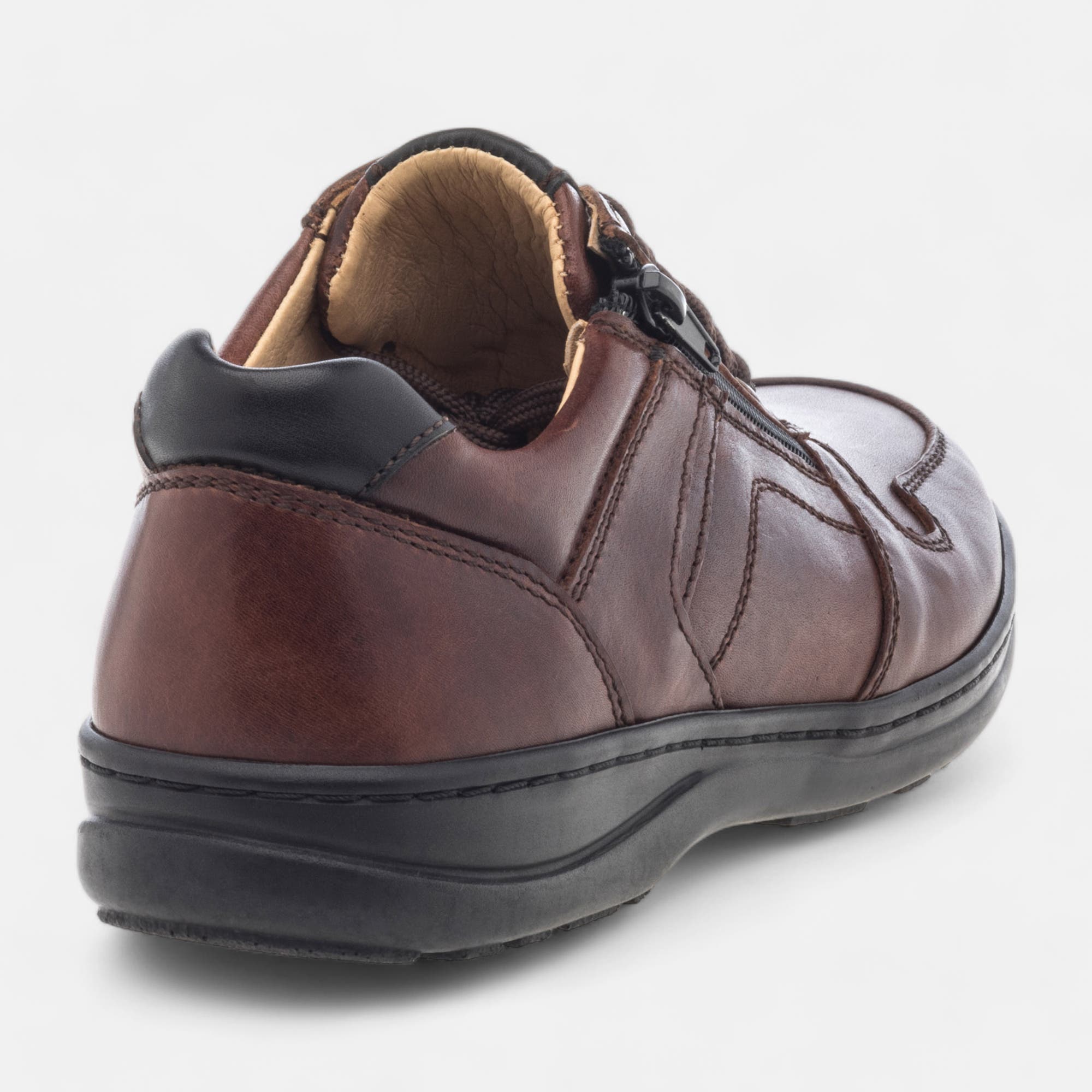 Derbies pieds sensibles Homme en cuir cognac
