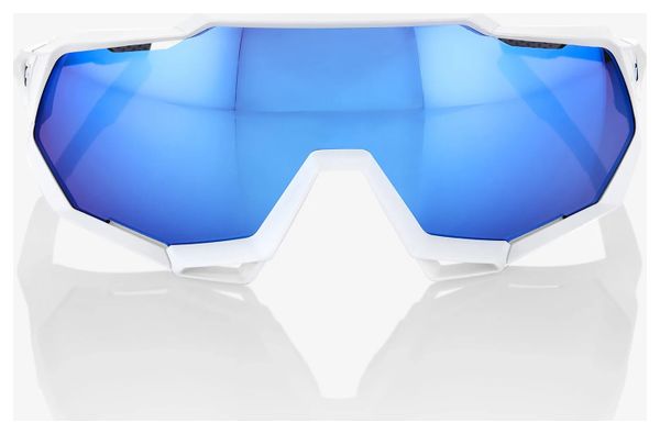 Lunettes 100% Speedtrap Matte White - Verre Bleu Miroir