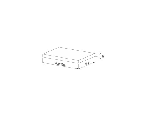 Maatwerk wastafelblad Jungborn Trento Basalto Zonder uitsparing Diepte 50,2 cm van 60 cm tot 250 cm