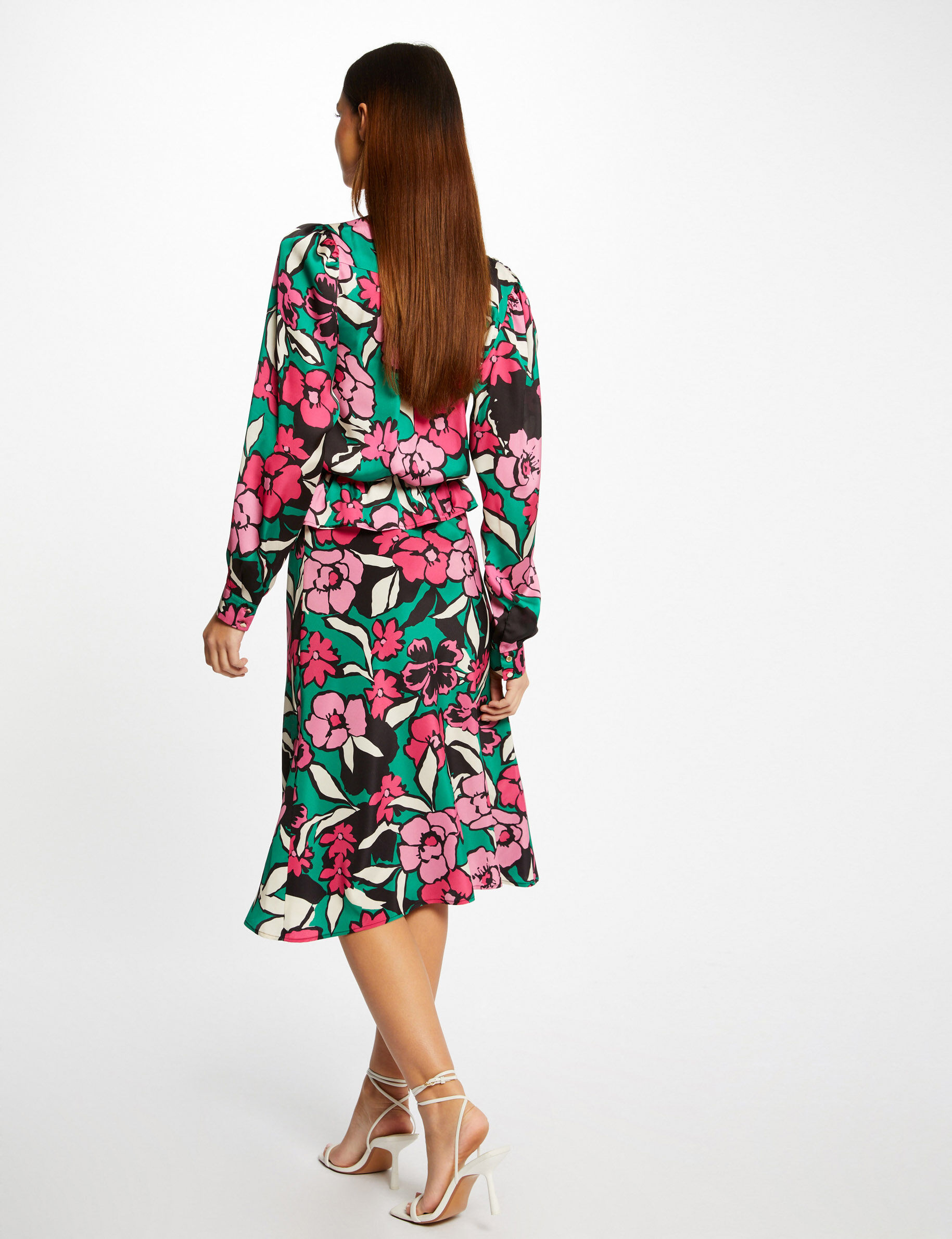 Jupe trapèze imprimé floral multico femme - multico
