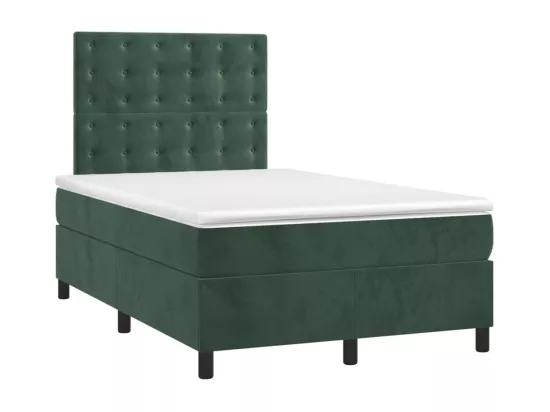 Sommier tapissier matelas et LED Vert foncé 120x200 cm Velours