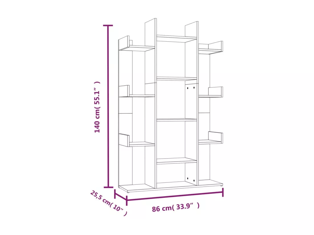Bibliothèque Chêne marron 86x25,5x140 cm Bois d'ingénierie