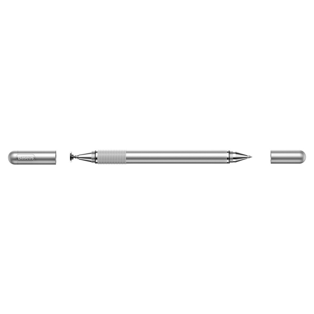 2in1 Kapazitiver Präzisions Stylus Touch Pen   Kugelschreiber - Silber
