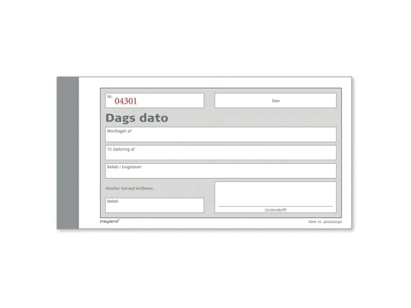 Bilagsblok, Mayland, dags dato, med kopi, 2 x 50 blade, 85 x 148 mm