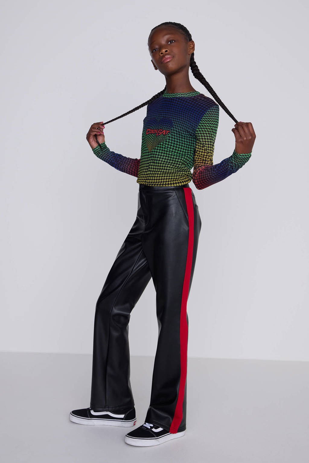 Coolcat Imitatieleren Flare Broek Bobby