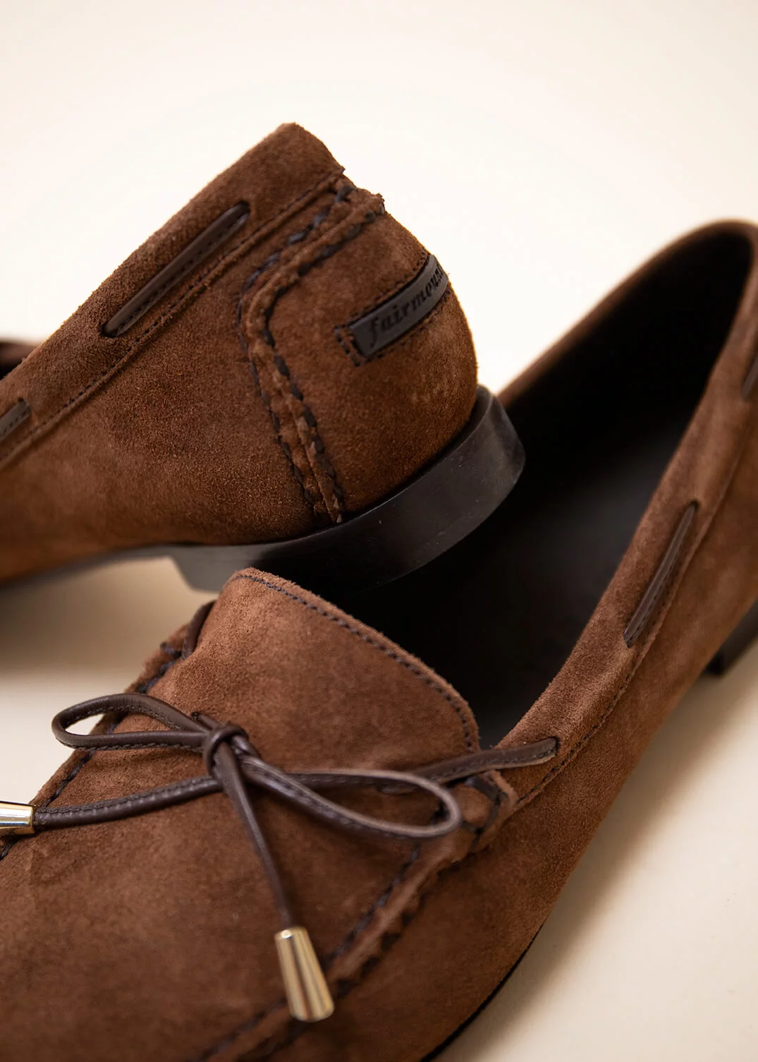 MOCASSIN LACE METAL VELOURS MARRON