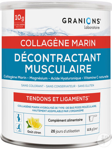 Granions Décontractant Musculaire Collagène Marin Muscles Et Articulations Poudre Saveur Citron 300g