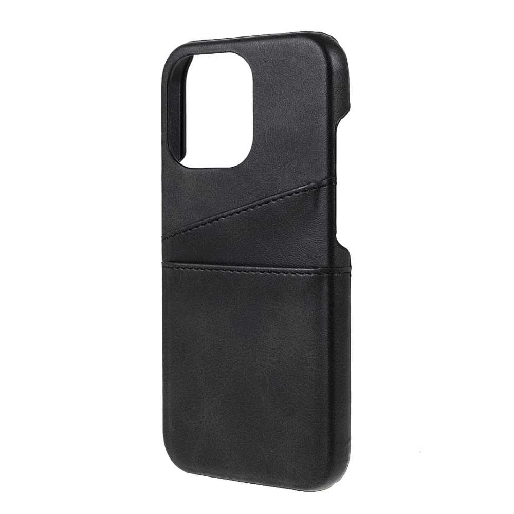 iPhone 13 Pro Leder Hülle Snap Case   Kartenfach - Schwarz