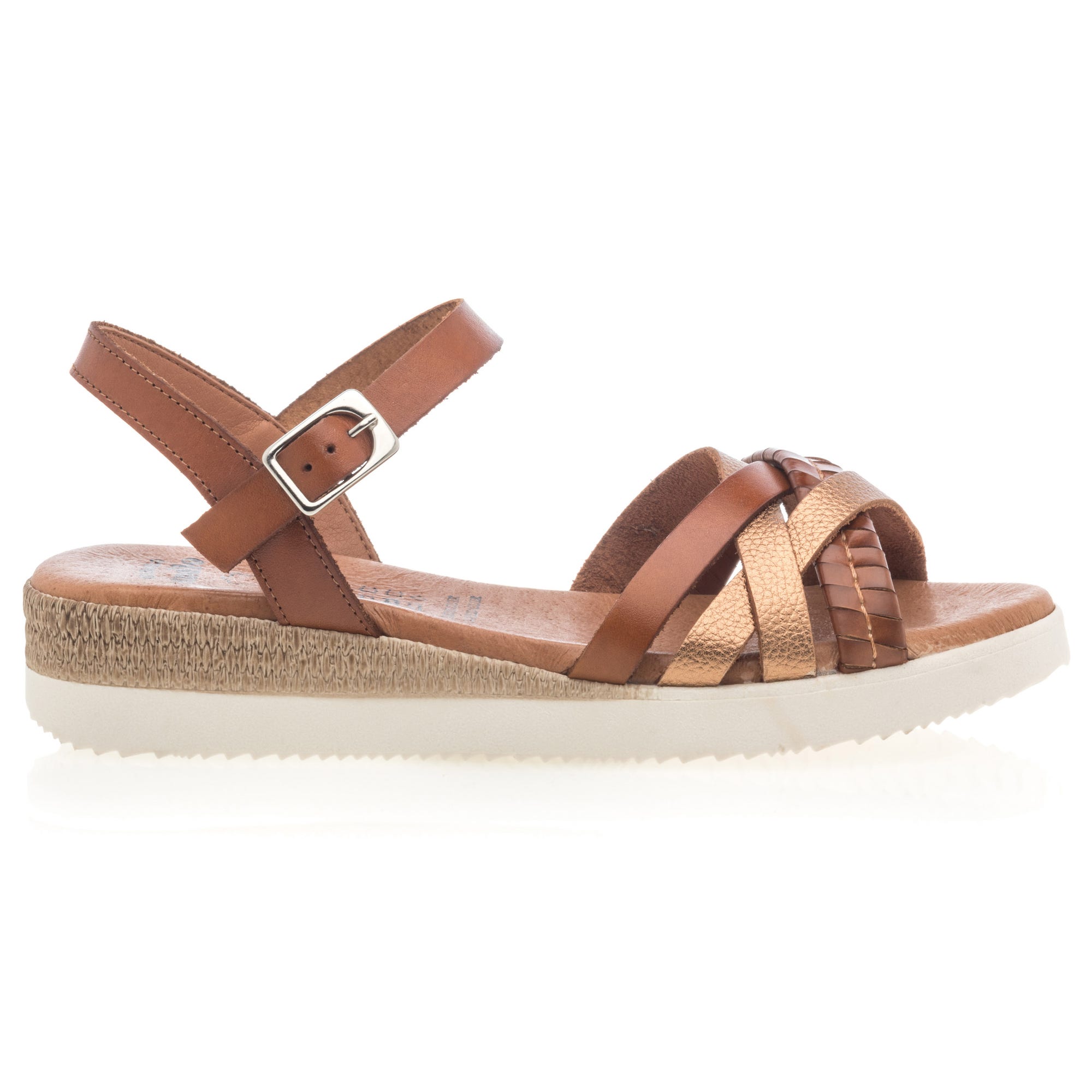 Sandales Femme en cuir cognac