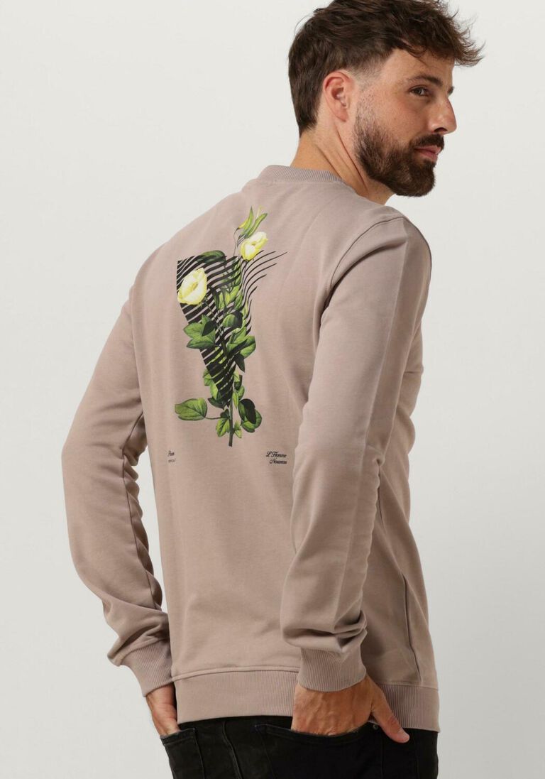 PUREWHITE taupe purewhite trui crewneck with front print and back artwork