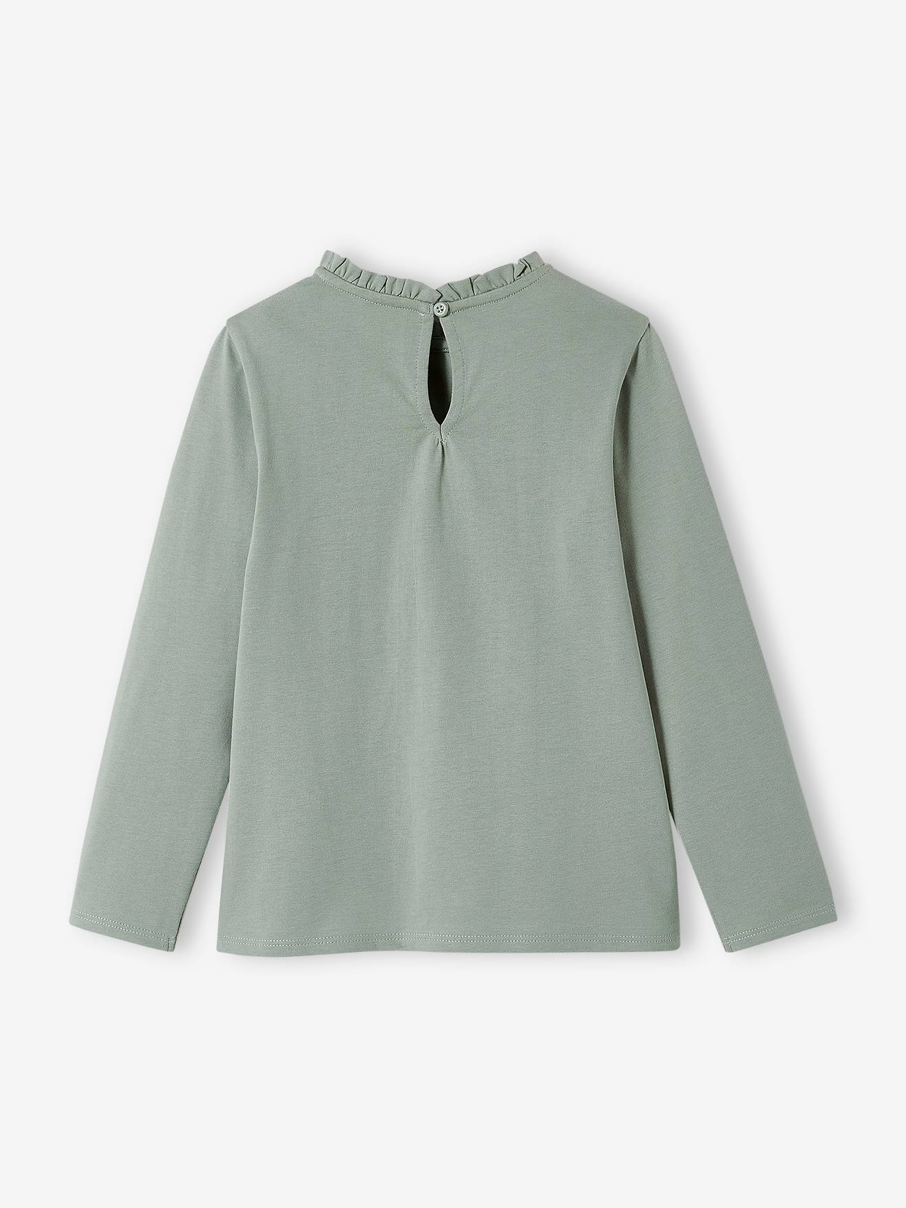 Camiseta com estampa de fantasia e detalhes de babados, certificação Oeko-Tex®, para meninas, cor amarelo curry.