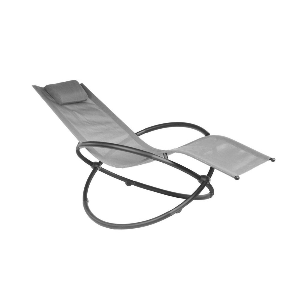 Lit de soleil de jardin pliant cercle en acier - toile tendue en tpep - anthracite/perle