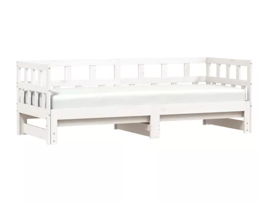 Lit de jour avec lit gigogne blanc 90x190 cm bois de pin massif