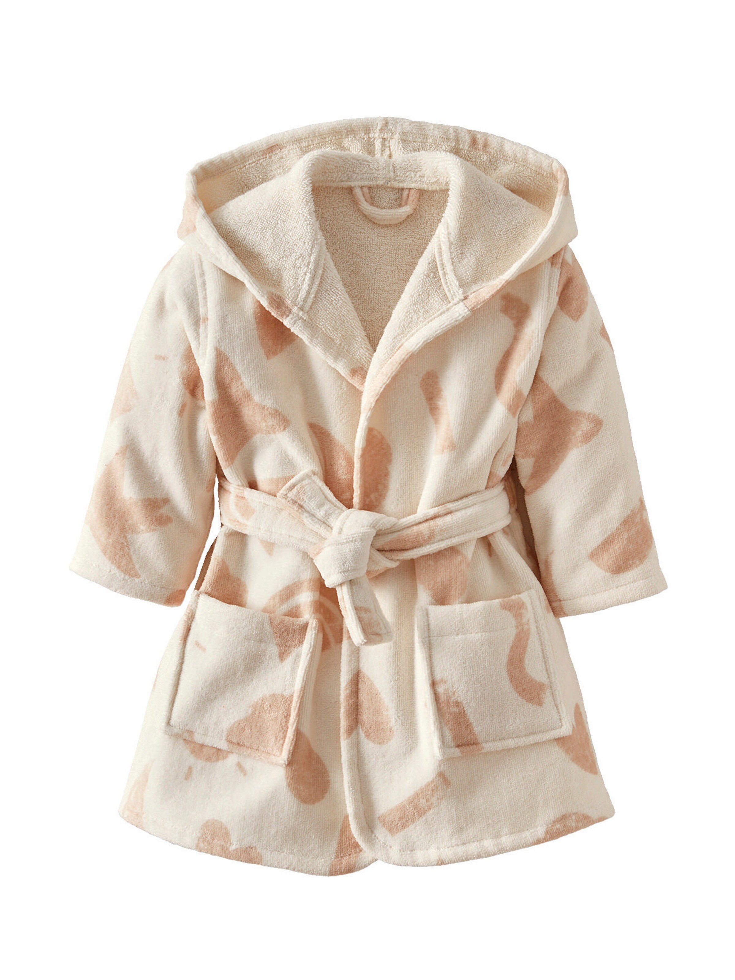 Vertbaudet Baby Bademantel HAPPY SKY, Bio-Baumwolle beige bedruckt