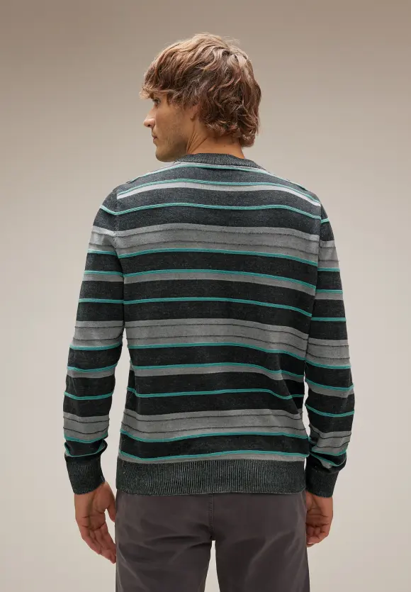 Pullover mit Streifen  - Black