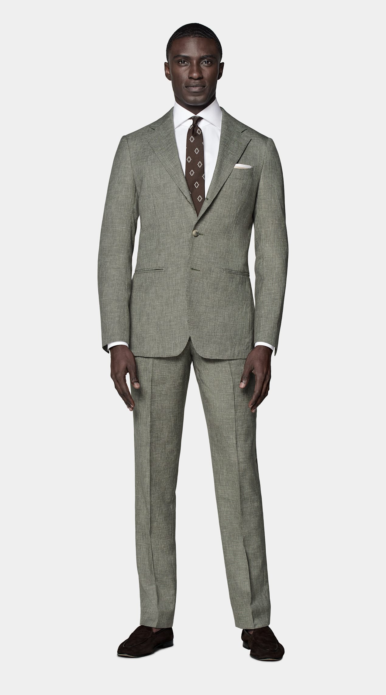 Costume Perennial Havana coupe Tailored vert moyen pied-de-poule