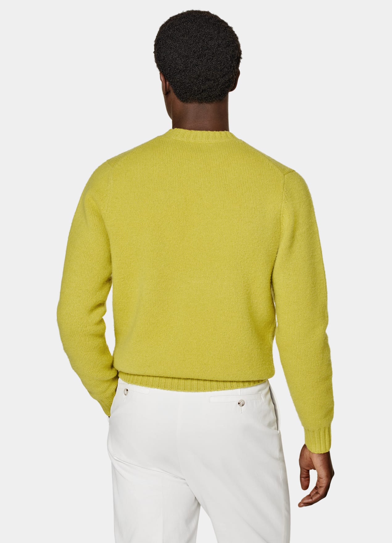 Pull col rond Merino jaune