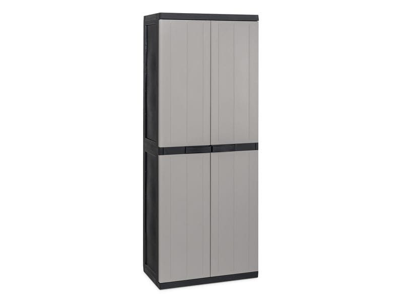 Toomax Schrank Bios midi 65 x 165 cm Schwarz/Warmgrau 2-türiger Schrank mit 3 verstellbaren Einlegeböden