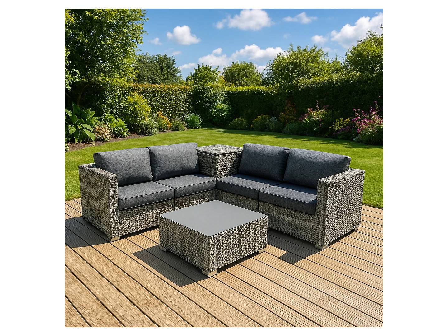 Marielle Rotan Modulaire 6-Delige Meubel Set - Grijs