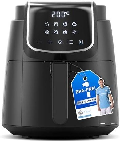 Midea - Heteluchtfriteuse - XL - 4 l - Met Led-Touchscreen - 35-200 °C - 8 Kookfuncties