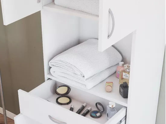 Colonne de salle de bain sur pied - 180 cm - Blanc - MINELA