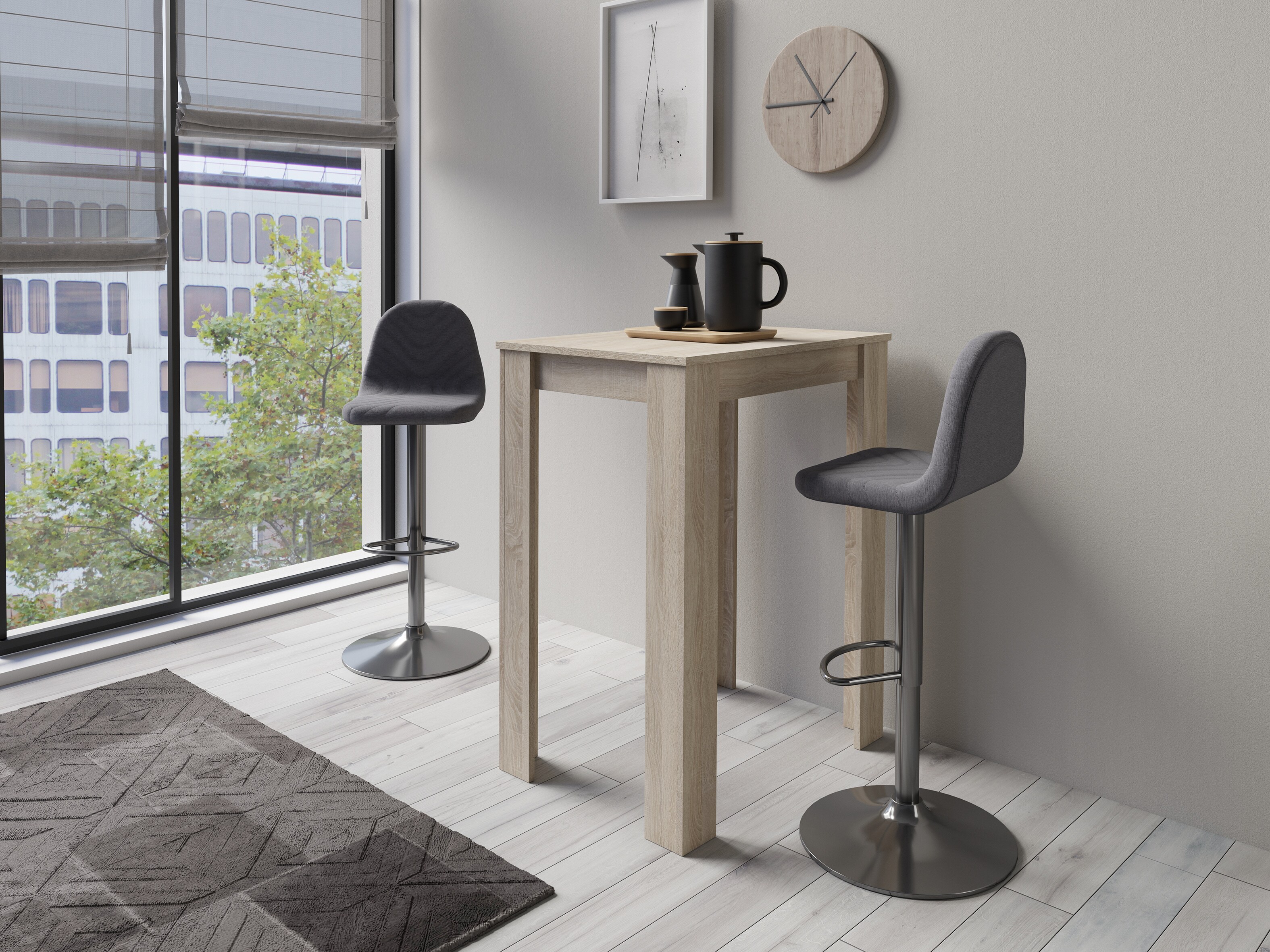 byLIVING Barhocker CASINO, 2-er Set, Webstoffbezug anthrazit, Gestell chrom