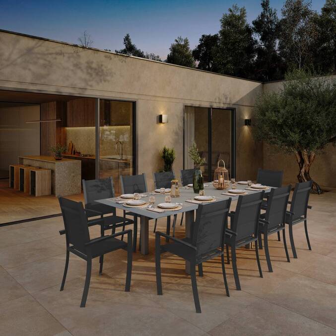 Table de jardin extensible ALLURE Effet bois muscade & Graphite