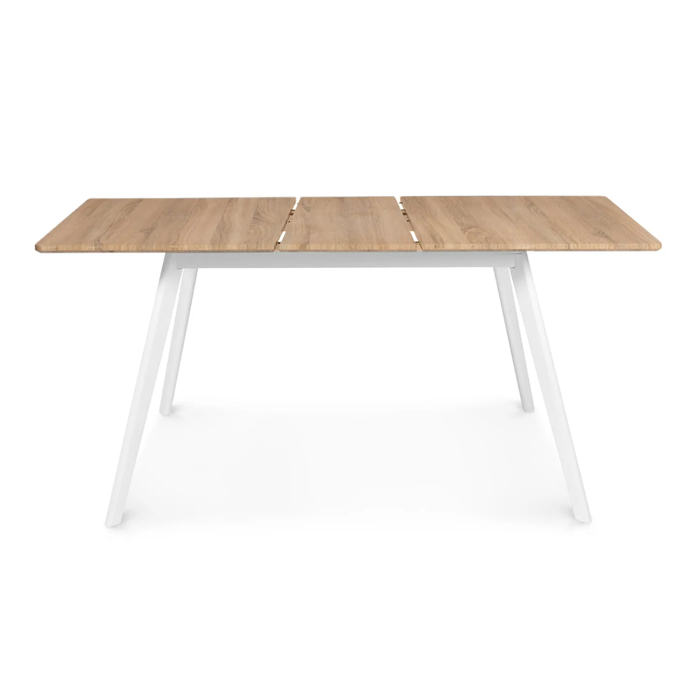 Table scandinave extensible rectangle INGA 4-8 personnes plateau bois pieds blancs 120-160 cm